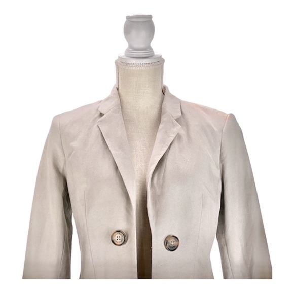 Calvin Klein Blazer 4  Jacket Open Front Linen  Rayon Light Pocket Front Gray - Picture 3 of 9